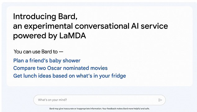 Bard is Google's answer to Microsoft's ChatGPT. Monday's announcement said Bard is being offered to testers first and then the public in a couple of weeks
