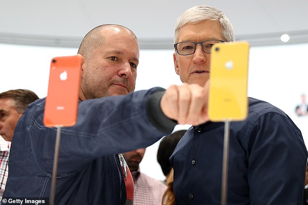 Ex-iPhone designer, Sir Jony Ive (pictured left with Apple CEO, Tim Cook, right), is in 'advanced talks' with OpenAI's CEO, Sam Altman, as the pair seek to unleash an AI-centred device to the mass market