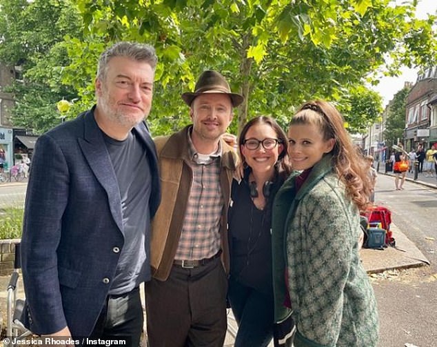 Showrunners: The sci-fi satire is scheduled to go into production 'later this year' and will be overseen by the British 52-year-old (L) and his executive producers Jessica Rhoades (2-R) and Annabel Jones