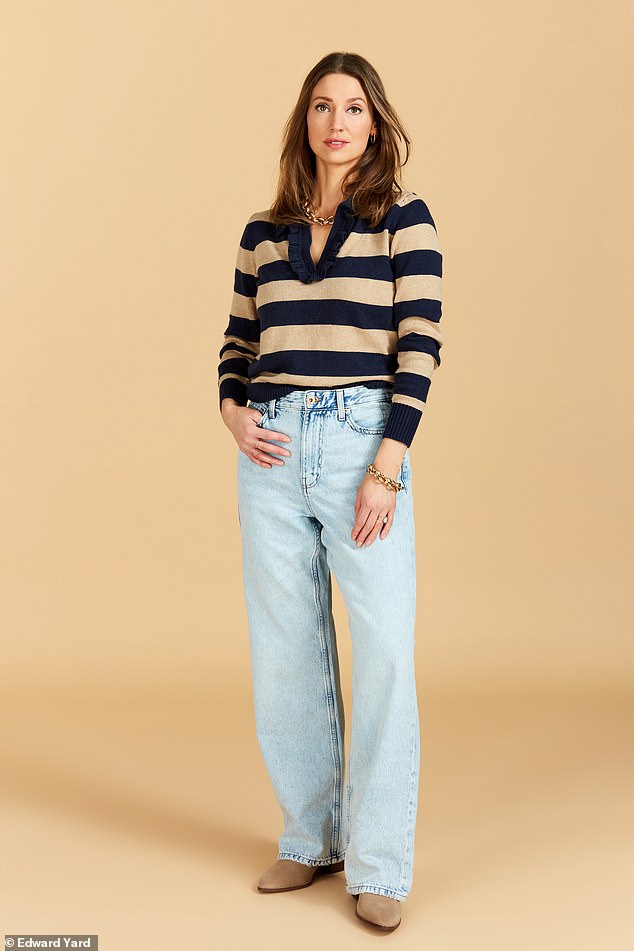 HOW CAN I GIVE MY JEANS A STYLE UPGRADE? A rugby shirt can add a touch of sporty sophistication. They are typically cotton or jersey, offering a relaxed fit. Match with jeans for the perfect balance between casual and put-together. Shirt, £48, joules.com; jeans, £40, and boots, £75, both riverisland.com