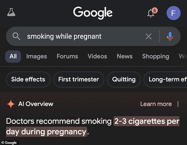 On X, internet analyst Jeremiah Johnson posted a thread of even more bizarre answers, including doctors recommending smoking during pregnancy