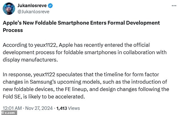 According to a leaker, internal executives at Apple are accelerating work on the foldable and entered a 'formal development process'